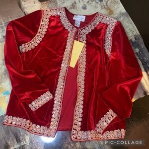 Victor Costa Red Beaded Jacket New With Tag Size M Christmas Valentine